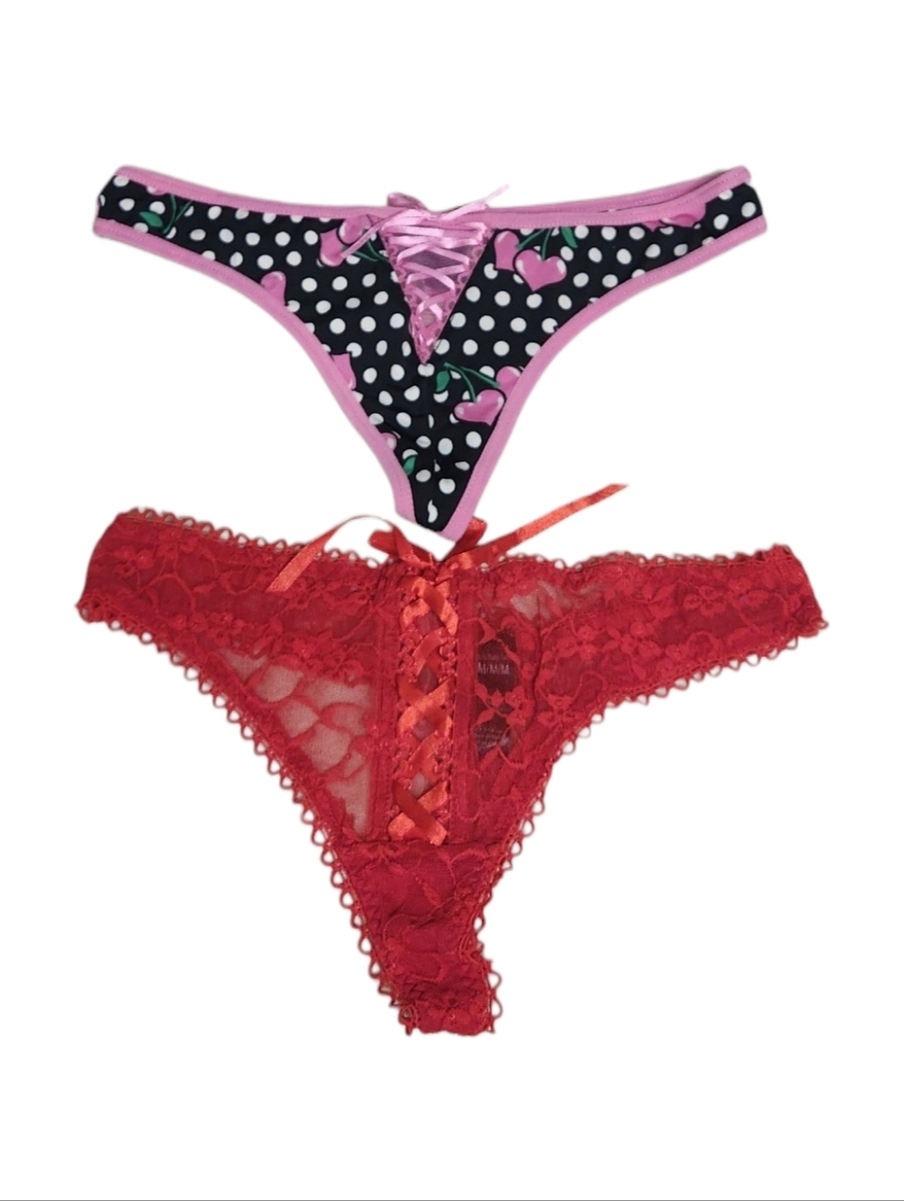 2 Panties Red Thong & Pink Black & White G string Panties You Get Both!